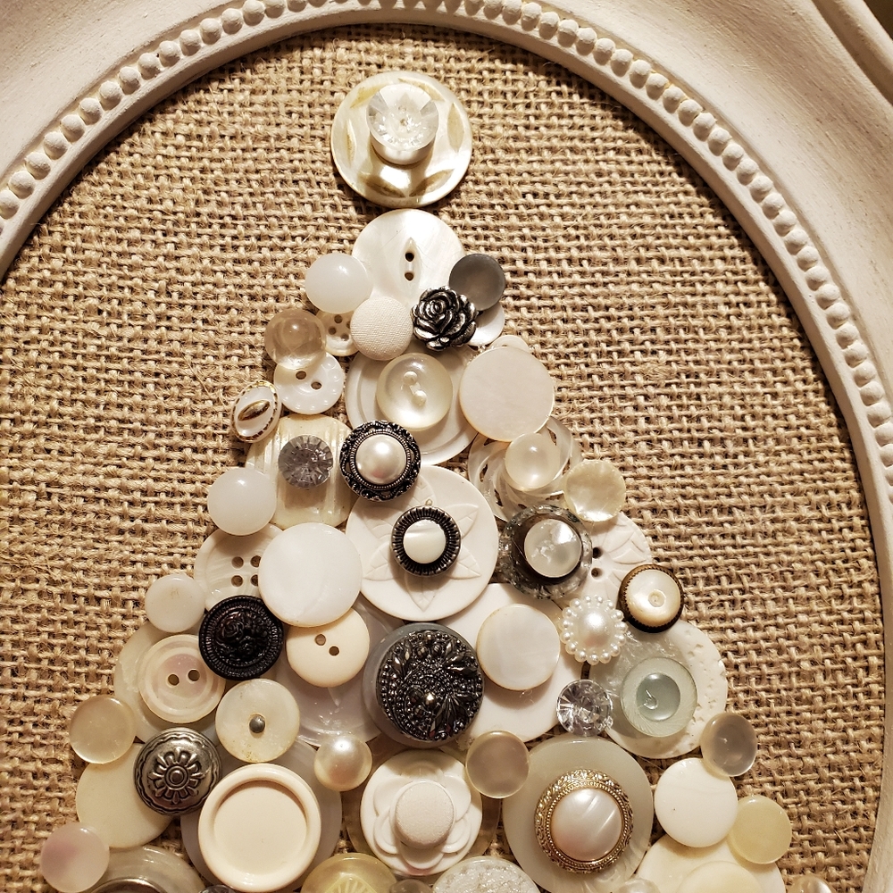 Vintage Button Art Shabby Chic Christmas Tree - Picture 7 of 8